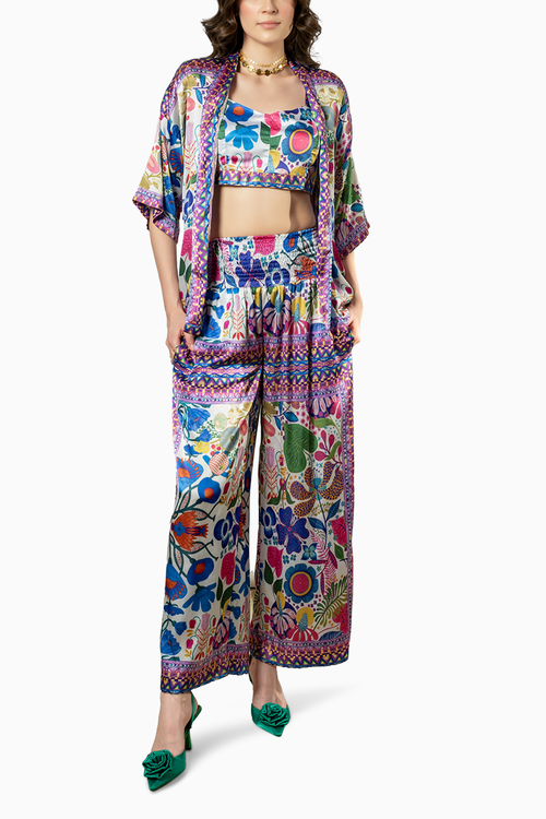Multicolor Satin Printed Set