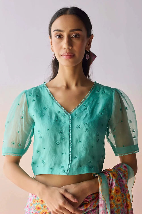 StarBloom Coral Blue Blouse