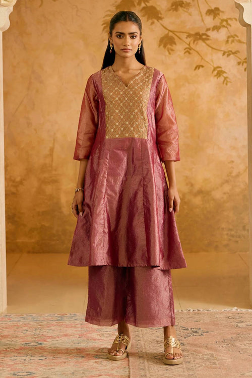 Purple Dori Anarkali With Pants