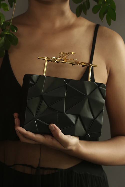 Asymmetric Black Firefly Clutch