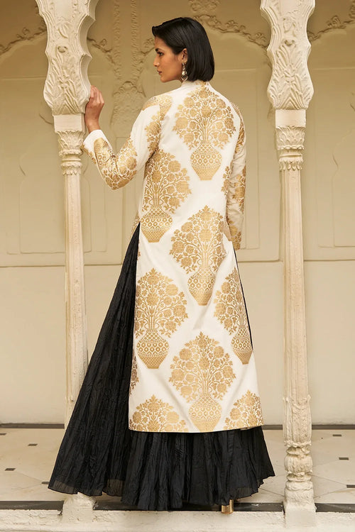 Silk Brocade Jacket & Crushed Skirt