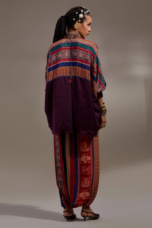 Jamuni Anka Mandala Shirt With Printed Drape Trousers