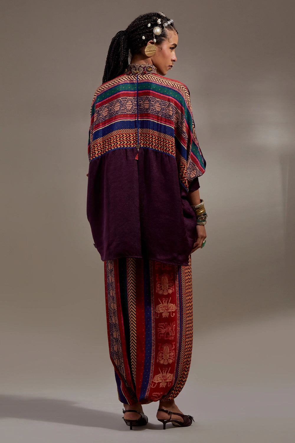 Jamuni Anka Mandala Shirt With Printed Drape Trousers