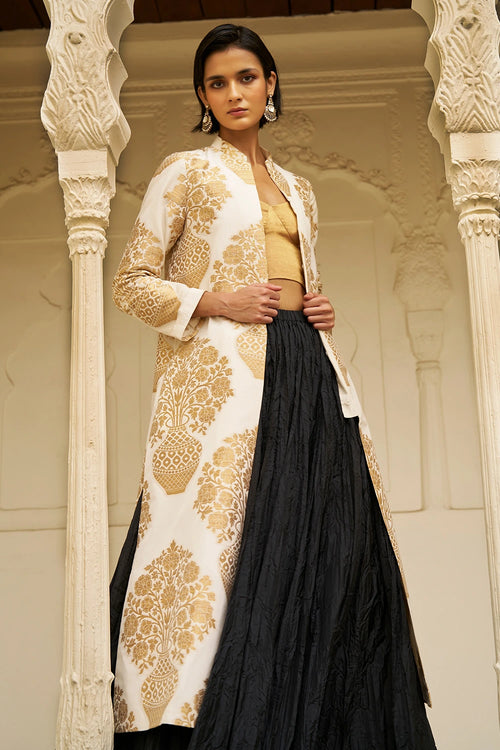 Black Crushed Crinkle Maxi Skirt