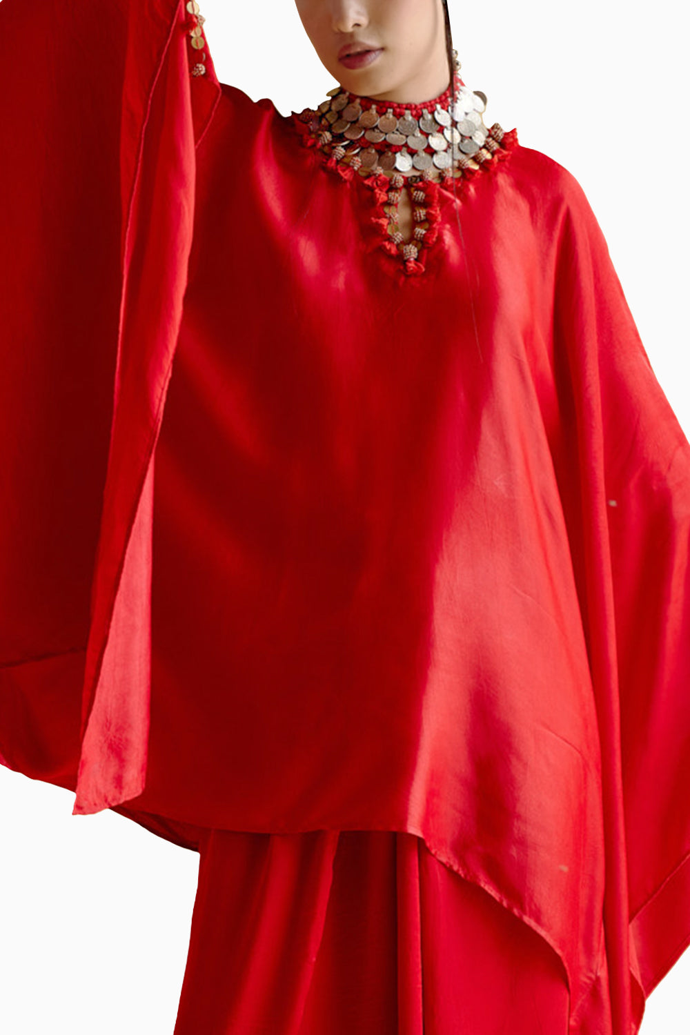 Arundhati Red Kaftan with Skirt