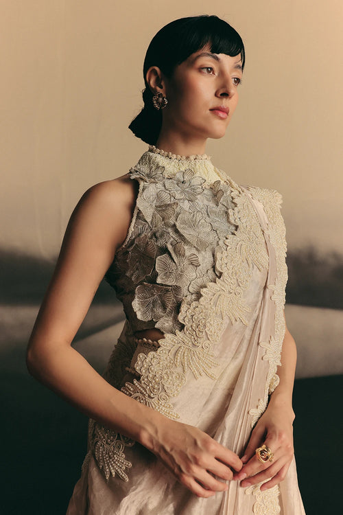 Silver Rose Gold Eira Saree