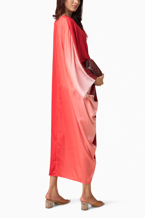 Rossanna Twist Satin Dress - Red Ombre
