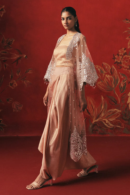 Blush Pink Mirrorwork Jacket Set