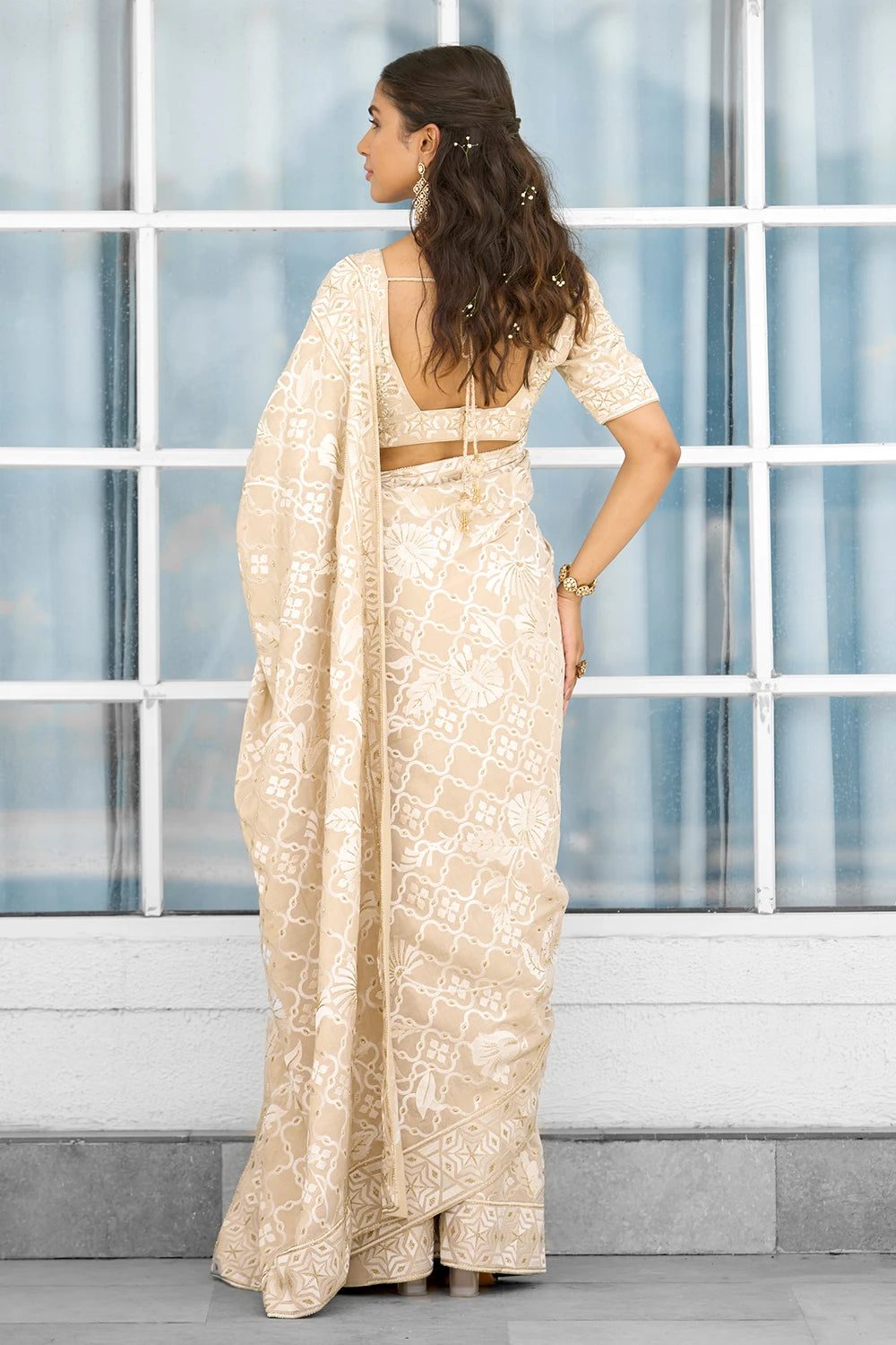 Honey Drop Hand Embellished Sari Blouse Set