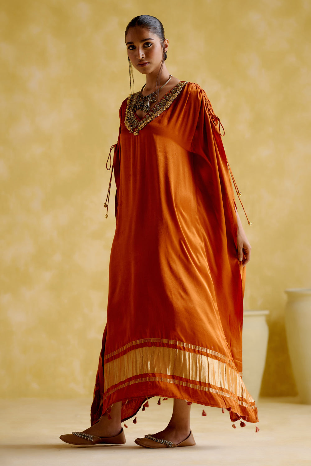 Amor Orange Kaftan Dress