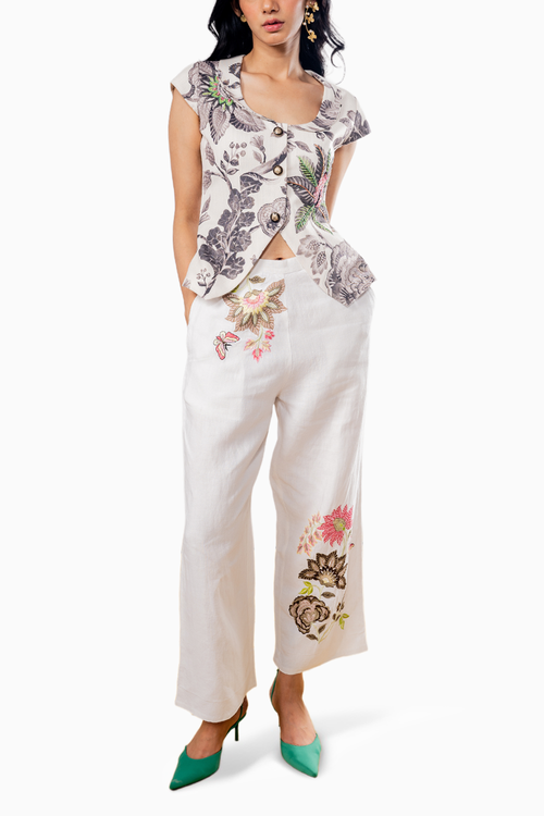 Printed Highlighted Waist Coat Set