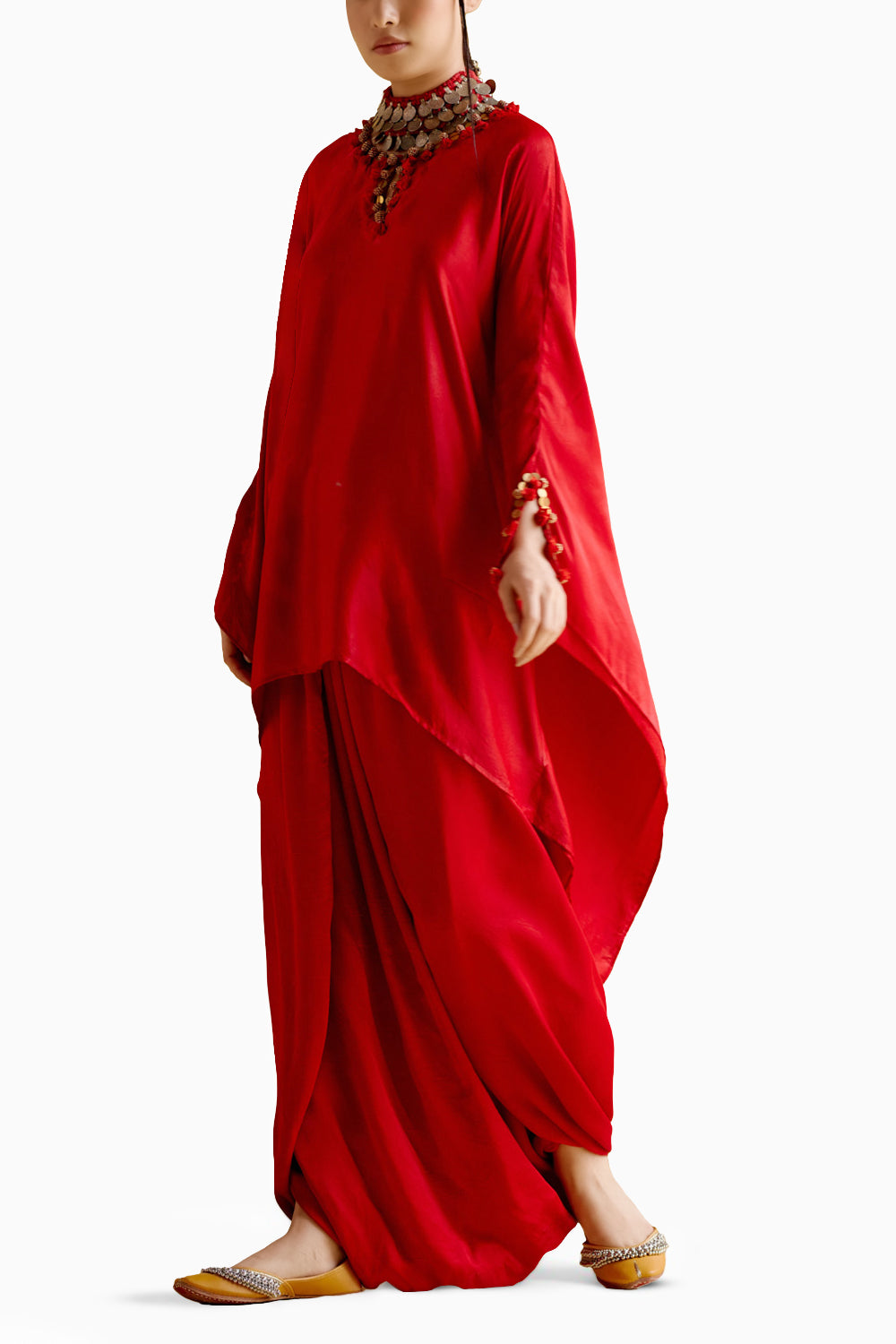 Arundhati Red Kaftan with Skirt