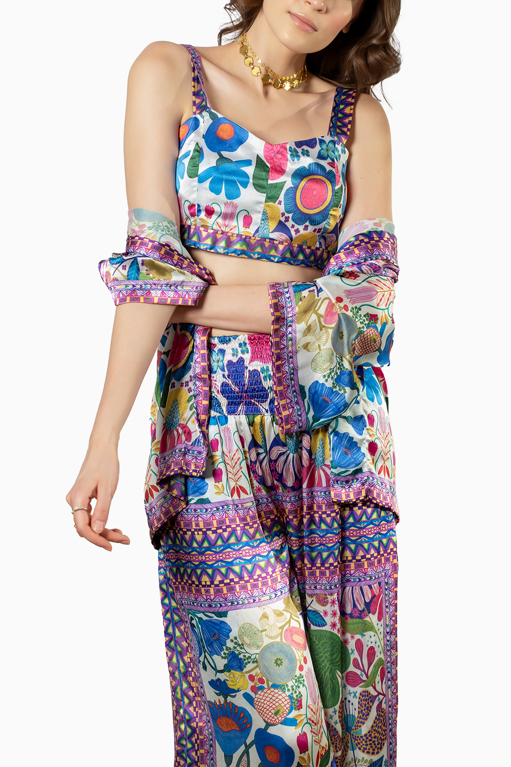 Multicolor Satin Printed Set