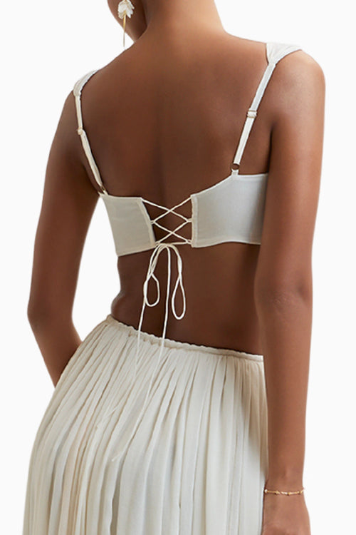 Cream Morgana Buckle Crop Top