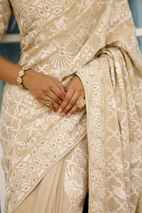 Honey Drop Hand Embellished Sari Blouse Set