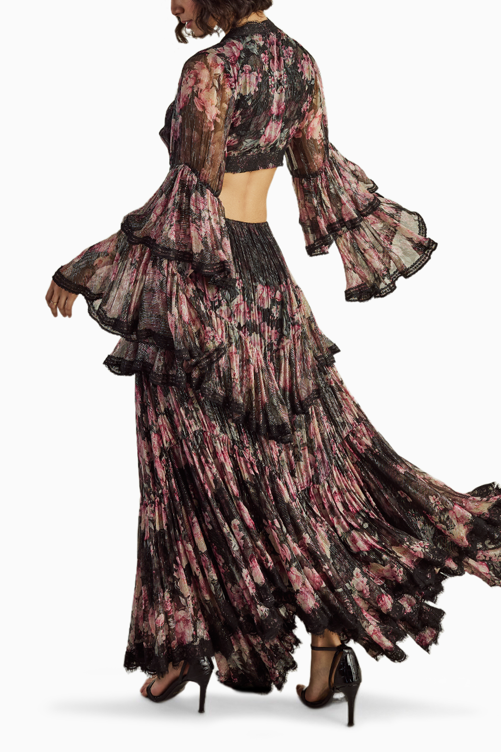 Rose Multi Layered Long Printed Dress