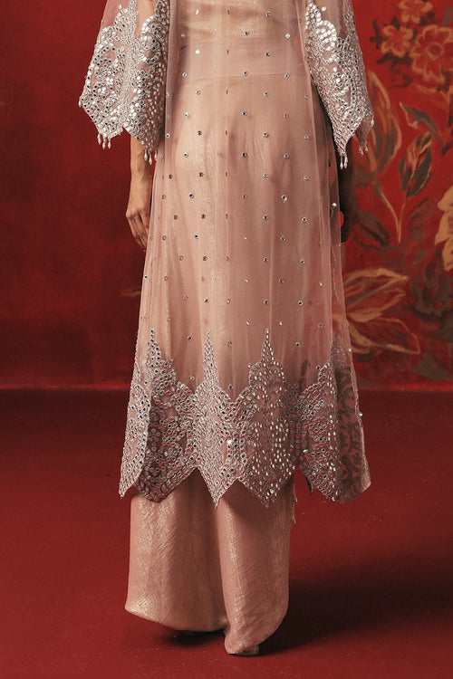 Blush Pink Mirrorwork Jacket Set