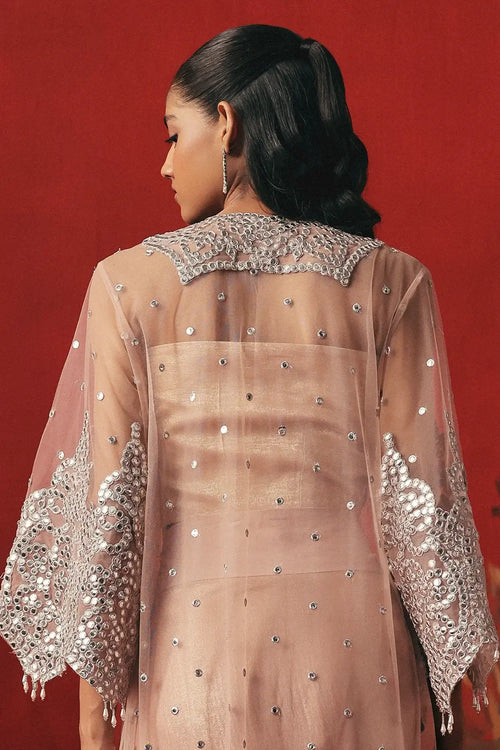 Blush Pink Mirrorwork Jacket Set