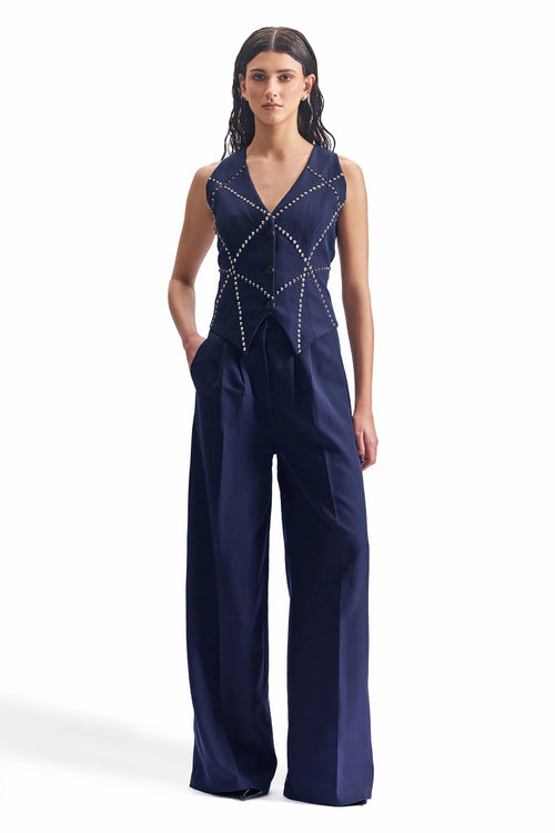 Stud-Grid Tailored Waistcoat Set