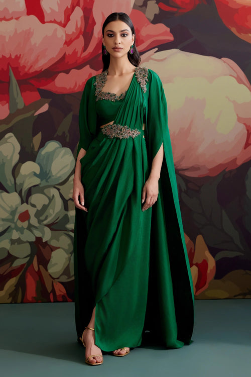Panna Cape Saree Set