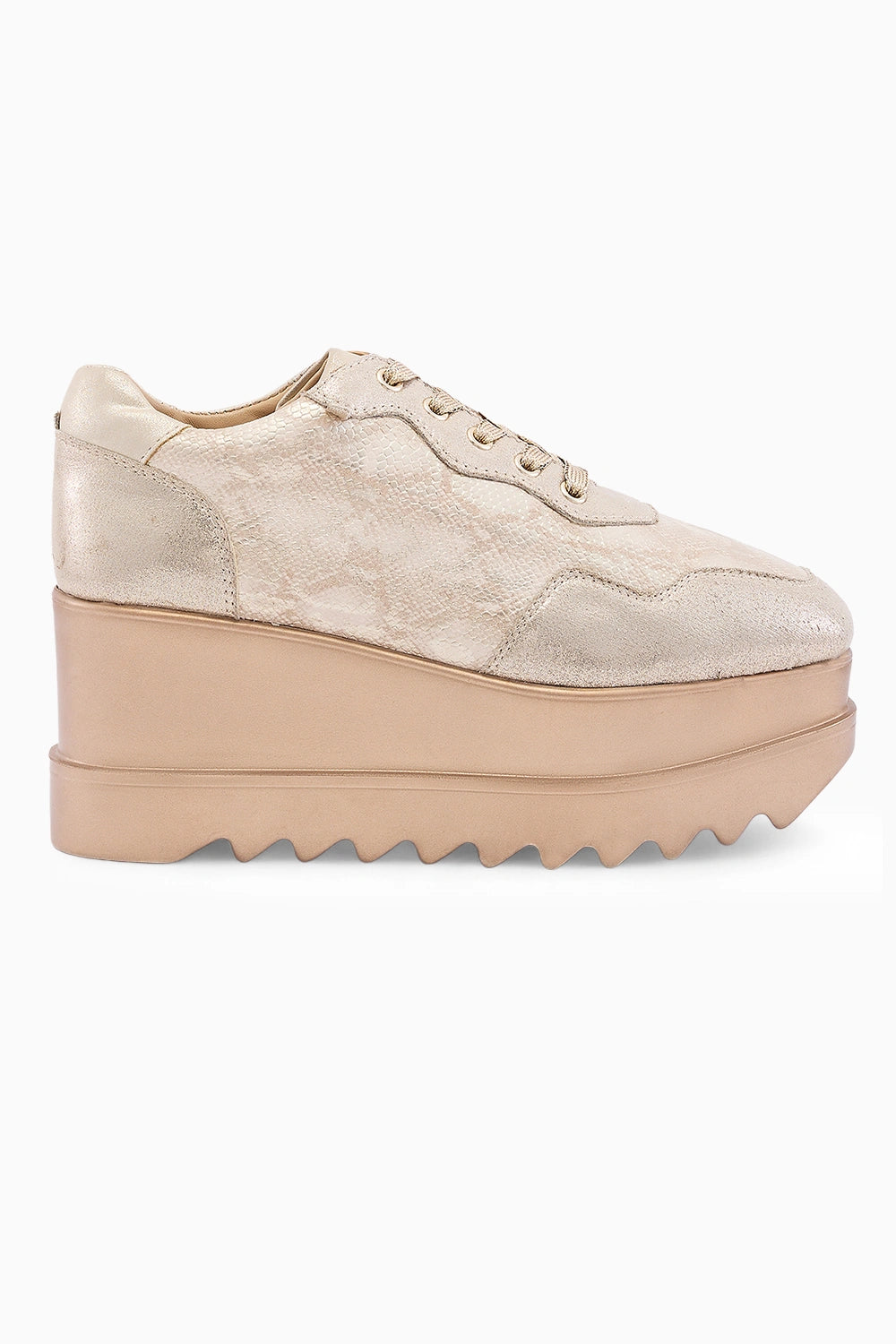 Champagne Gold Groove Signature Wedge Sneakers