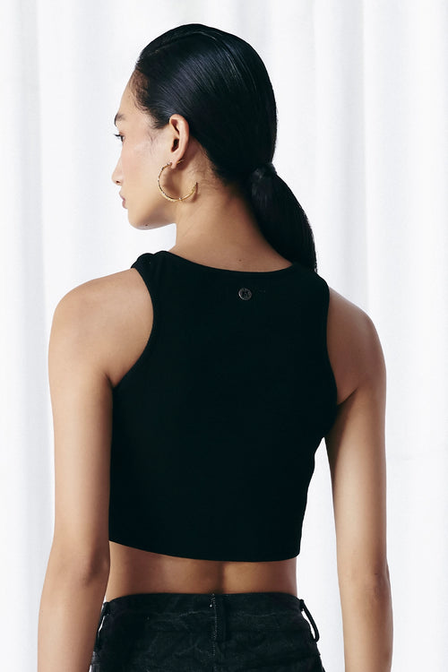 Black Studded Rib Top