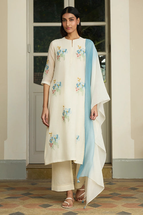 Ivory Floral Kurta Set
