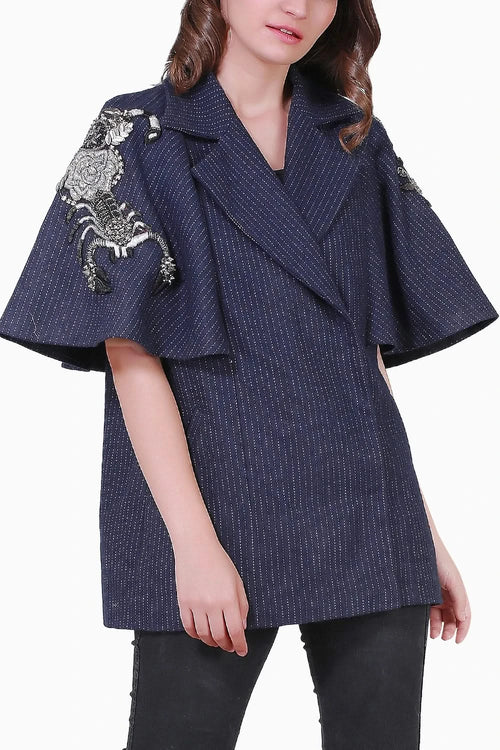 Hand Work Jacket with Flared Sleeved