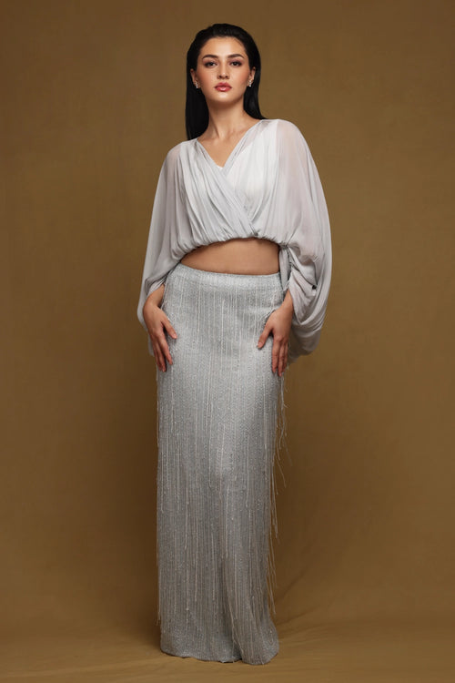 Fringe Skirt with Blouson Top