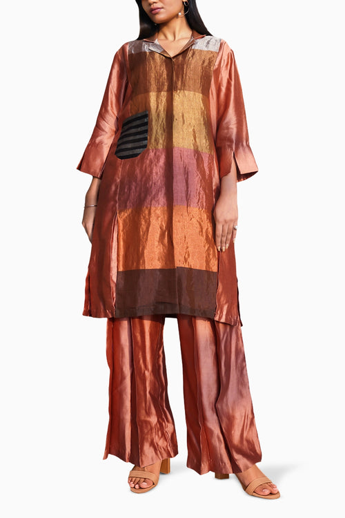 Dhun Zari Multi Stripe Long Shirt Set