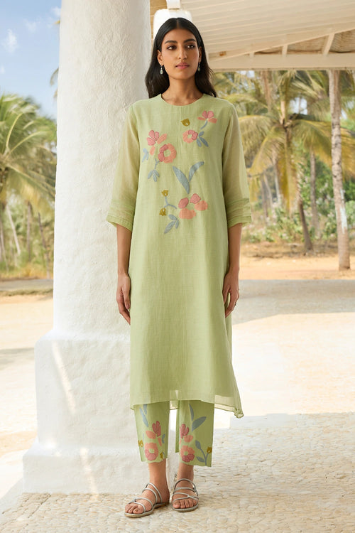 Lime Applique Co-ord Set