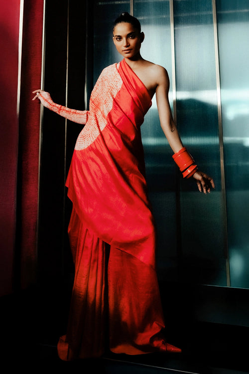 Liquid Red Handsfree Saree