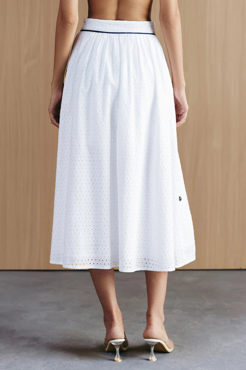 White Schiffli Embellished Skirt
