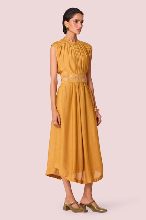 Barika Yellow Midi Dress