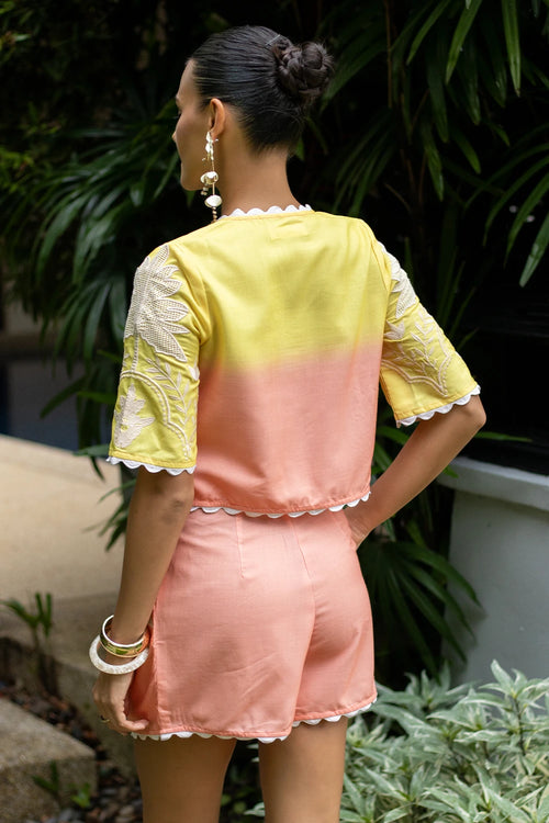 Yellow-Pink Ombre Palmere Co-ord Set