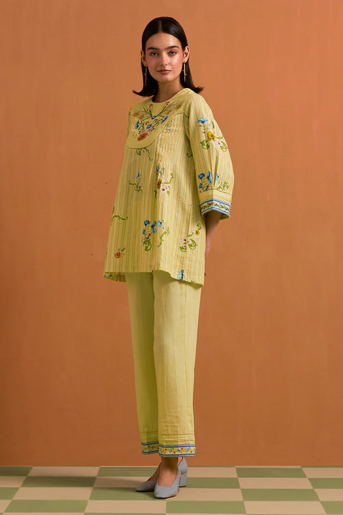 Fun Yellow Verdant Yoke Co-ord Set
