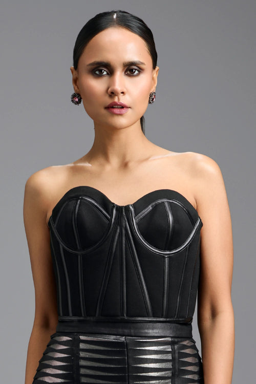 Black Strapless Corset Top