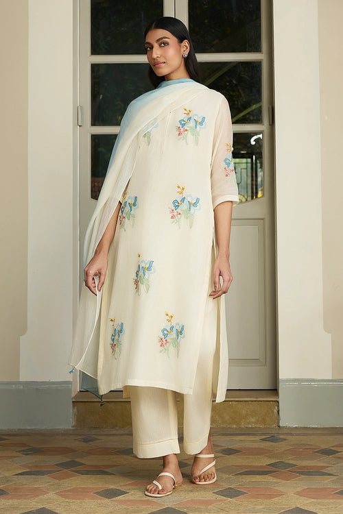 Ivory Floral Kurta Set