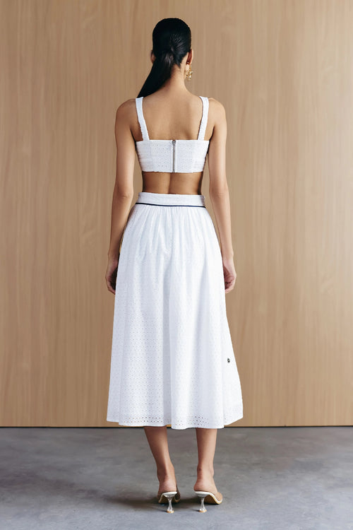 White Schiffli Coord Set