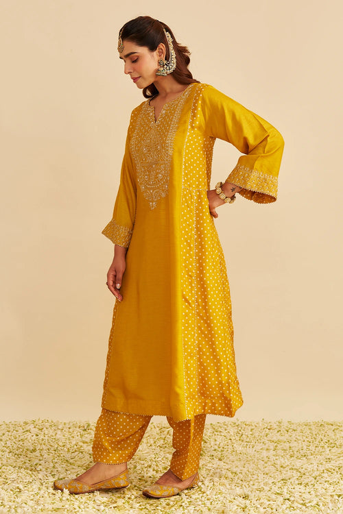 Esra Mustard Long Chauga with Salwar