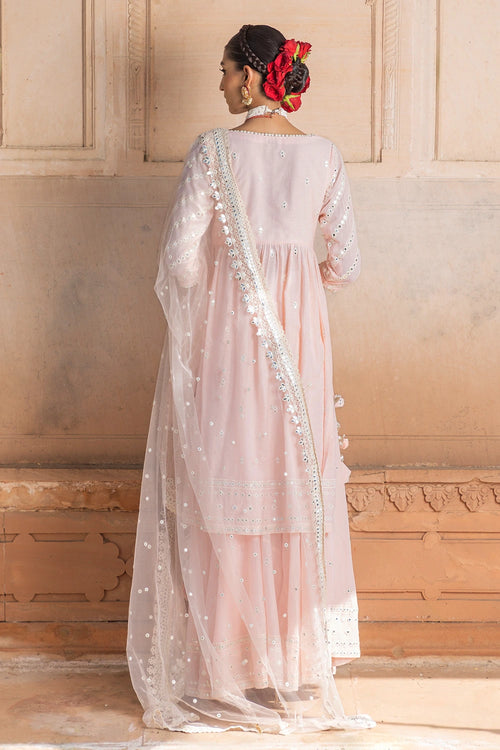 Blush Pink Three Line Embroidered Kurta with Lehenga and Dupatta