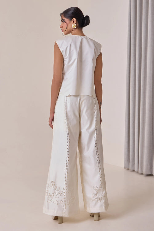 Pearl Cut-Work Jacket With Pants