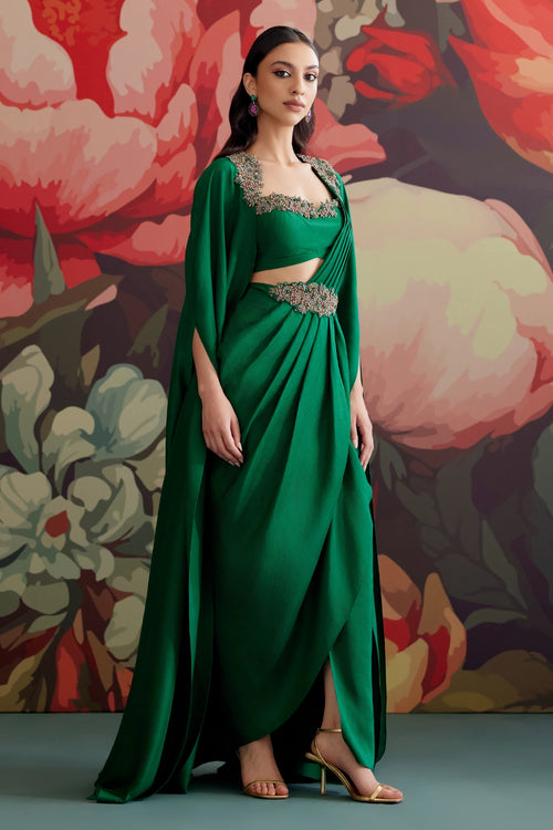 Panna Cape Saree Set