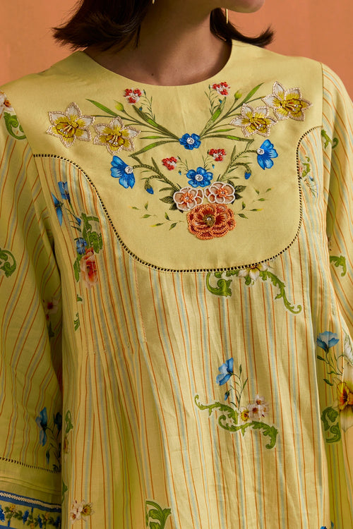 Fun Yellow Verdant Yoke Co-ord Set