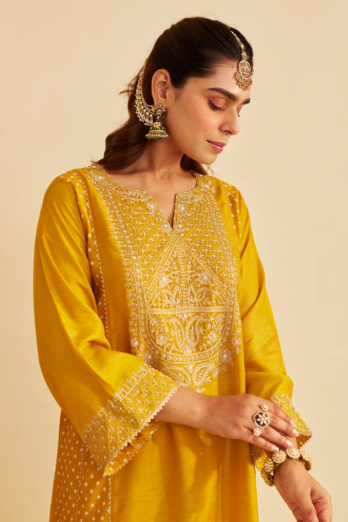 Esra Mustard Long Chauga with Salwar