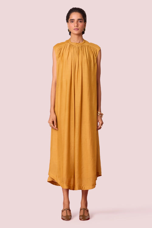 Barika Yellow Midi Dress