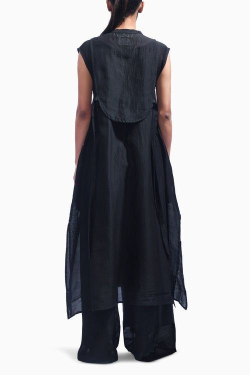 Noir Black Yoke Chanderi Co-ord Set