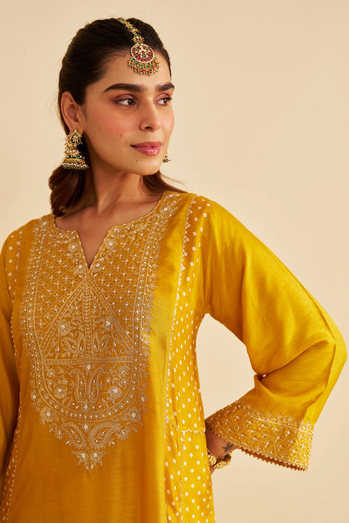 Esra Mustard Long Chauga with Salwar