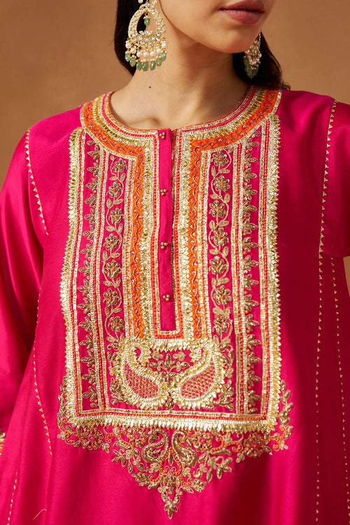 Daneen Hotpink Chauga with Salwar