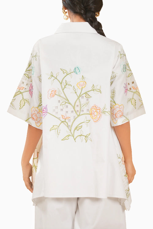 Wildflower Embroidered Cut Work Shirt